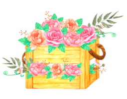 Flower in Basket watercolor png