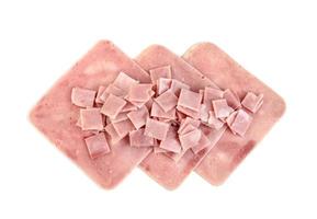 Ham slices isolated on white background photo