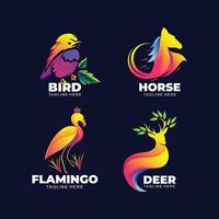 conjunto de logotipo creativo animal con diseño de color moderno