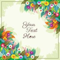 Flower frame design vector for greeting template