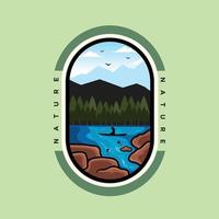 logotipo de la naturaleza con concepto de diseño de elementos de montaña e imágenes de paisajes naturales vector