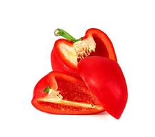 red chopped sweet bell pepper isolated on white background photo