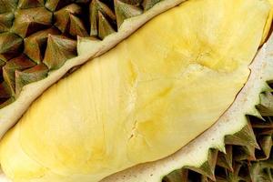 close up durian fruit isolated on white background ,Thai fruit photo