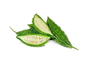 Bitter gourd or Bitter melon or Momordica charantia isolated on white background photo