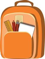 bolsa vectorial abierta con material escolar y suministros. ilustración de regreso a la escuela vector