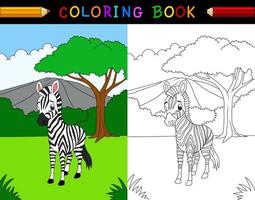 libro para colorear de cebra de dibujos animados