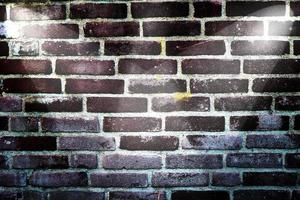 Aged and weathered brick wall textures with very bright spotlight illumination photo