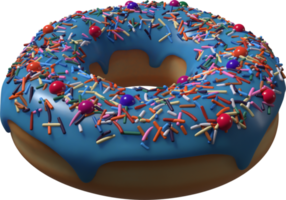 rosquinha azul com ilustração 3d de granulado png