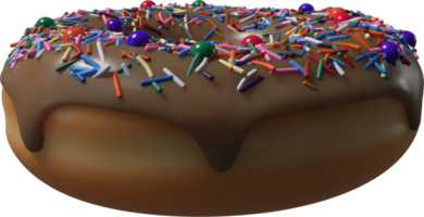 donut de chocolate con chispas ilustración 3d png