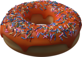 rosquinha laranja com granulado ilustração 3d png