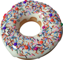 White Donut with Sprinkles 3D Illustration png