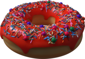 ciambella rossa con spruzza l'illustrazione 3d png