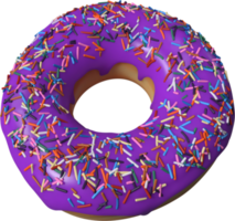 Purple Donut with Sprinkles 3D Illustration png