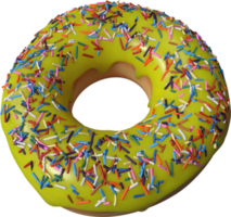 Yellow Donut with Sprinkles 3D Illustration png