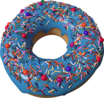 Blue Donut with Sprinkles 3D Illustration png