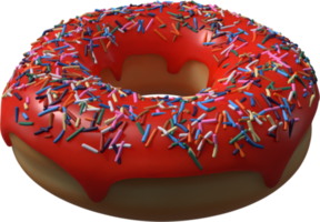 Red Donut with Sprinkles 3D Illustration png