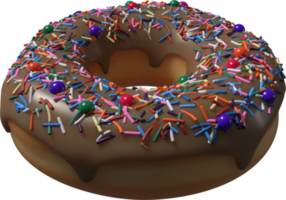 rosquinha de chocolate com granulado ilustração 3d png