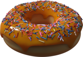 Caramel Donut with Sprinkles 3D Illustration png