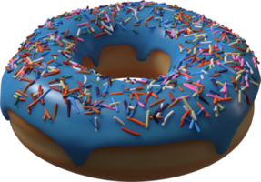 blauwe donut met hagelslag 3d illustratie png