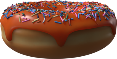 donut naranja con chispas ilustración 3d png