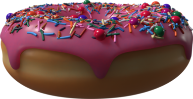 Pink Donut with Sprinkles 3D Illustration png