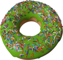 donut verde con chispas ilustración 3d png