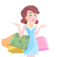 donna che fa shopping, acquirente femminile con borse della spesa