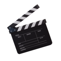 Realistic open  movie clapper open isolated on transparent background. Shown slate board png