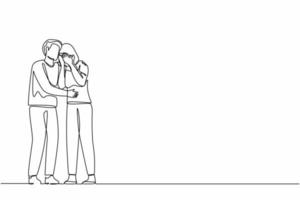 Continuous one line drawing romantic couple holding shoulders warmly.  Togetherness of husband and wife after wedding day. Happy family concept.  Single line draw design vector graphic illustration 4483283 Vector Art at  Vecteezy