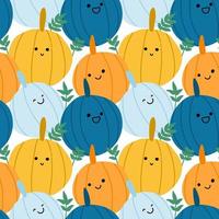 Cute pumpkin characters. Seamless pattern for Halloween decorations. vector