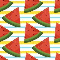 Seamless pattern with watermelon slides. Summer background. Wrapping paper pattern. Watercolor effect. vector