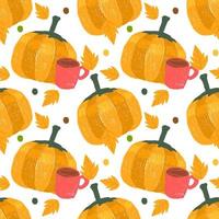 Autumn seamless pattern. Wrapping paper pattern, fabric pattern. Background for decoration. Hand drawn vector. Color pencil effect. vector