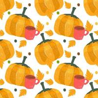 Autumn seamless pattern. Wrapping paper pattern, fabric pattern. Background for decoration. Hand drawn vector. Color pencil effect. vector