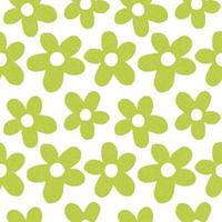 Seamless pattern of green flowers. Hand drawn vector. Color pencil effect. Patterns for decorating fabrics and wrapping paper. vector