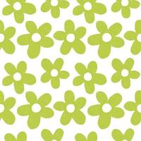 Seamless pattern of green flowers. Hand drawn vector. Color pencil effect. Patterns for decorating fabrics and wrapping paper. vector