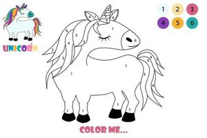 Cartoon coloring page unicorn, cute drawing horse for kids. Vector illustration character unicorn contour for coloring.