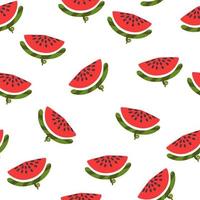 Watermelon seamless pattern, texture with fresh fruit slices for wallpaper. vector