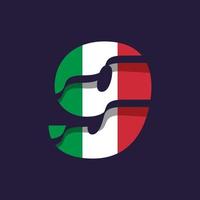 Italy Numeric Flag 9 vector