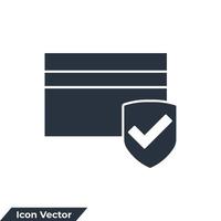 Credit Card with lock icon logo vector illustration. Locked bank card symbol template for graphic and web design collection