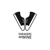 logotipo de vino de zapatillas vector