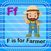 Flashcard letter F is for farmer vector