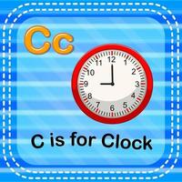 Flashcard letter C is for clock vector