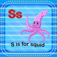 Flashcard letter S is for squid vector