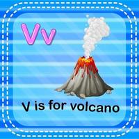 Flashcard letter V is for volcano