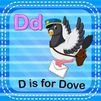 Flashcard letter D is for dove vector