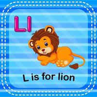 Flashcard letter L is for lion vector