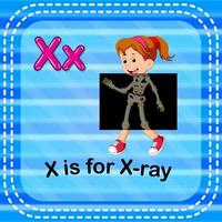 flashcard letra x es foxrayr x-ray vector