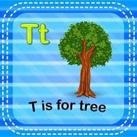 Flashcard letter T is for tree vector