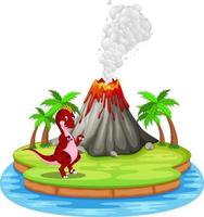 ilustración de erupción de dinosaurio y volcán vector