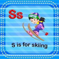 Flashcard letter S is for skiing vector